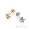 INTERNALLY THREADED BUMBLE BEE TOP 316L SURGICAL STEEL LABRET STUD